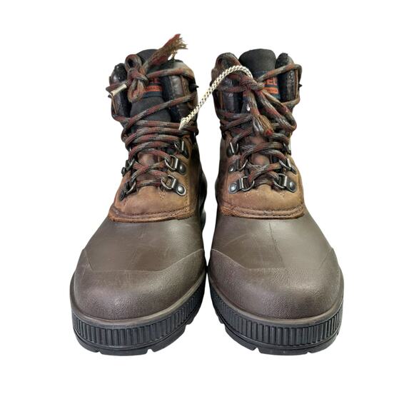 Sorel Kaufman Brown Leather Short Ankle Winter Felt Liner Boots Women 10 - Picture 1 of 8